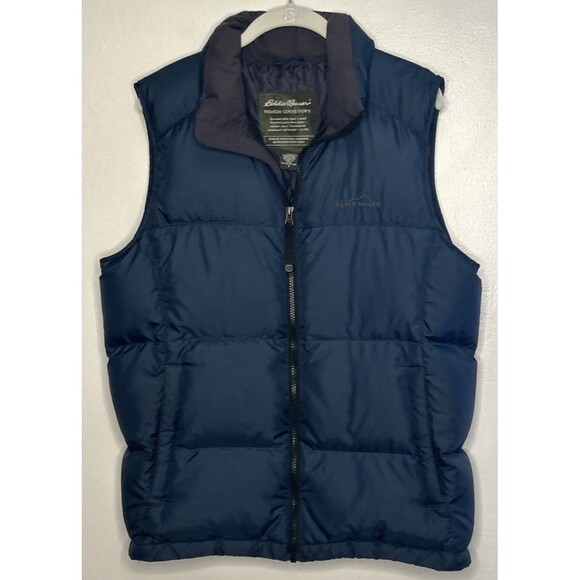 Eddie Bauer Down Puffer Vest Blue Small Gorp Core Hiking Camping BAck to School - Picture 1 of 5